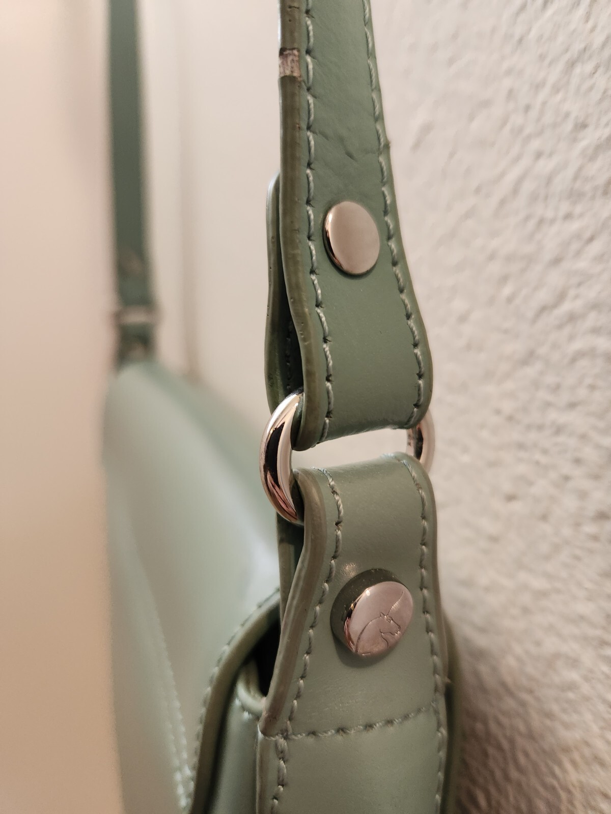Vintage Lamarthe Paris Portofino Split Leather Crossbody Bag Purse Sage Teal
