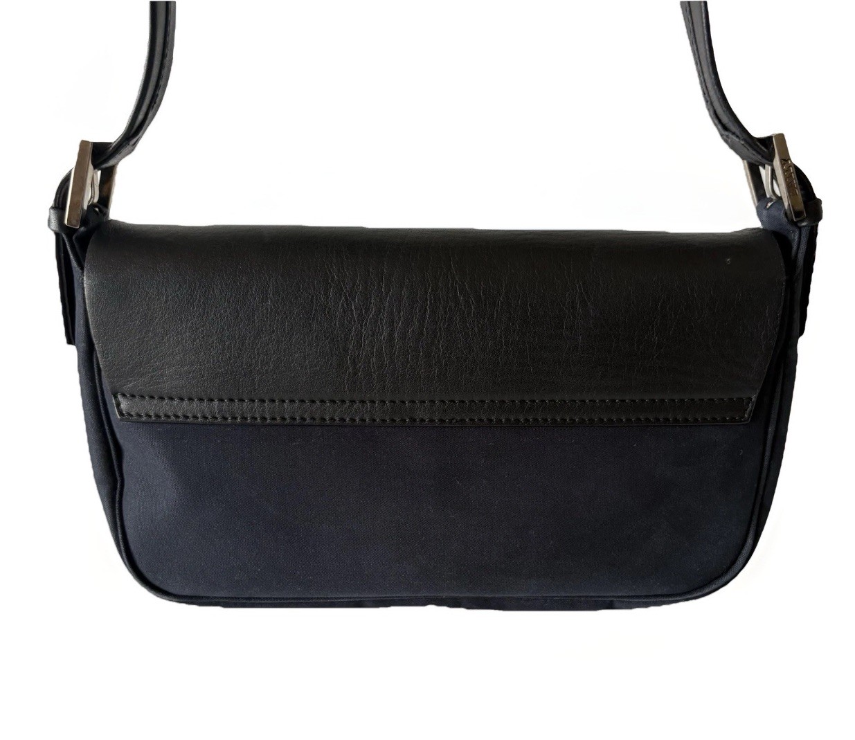 Authentic Bally Handbag Black Navy Leather canvas From Japan 01086