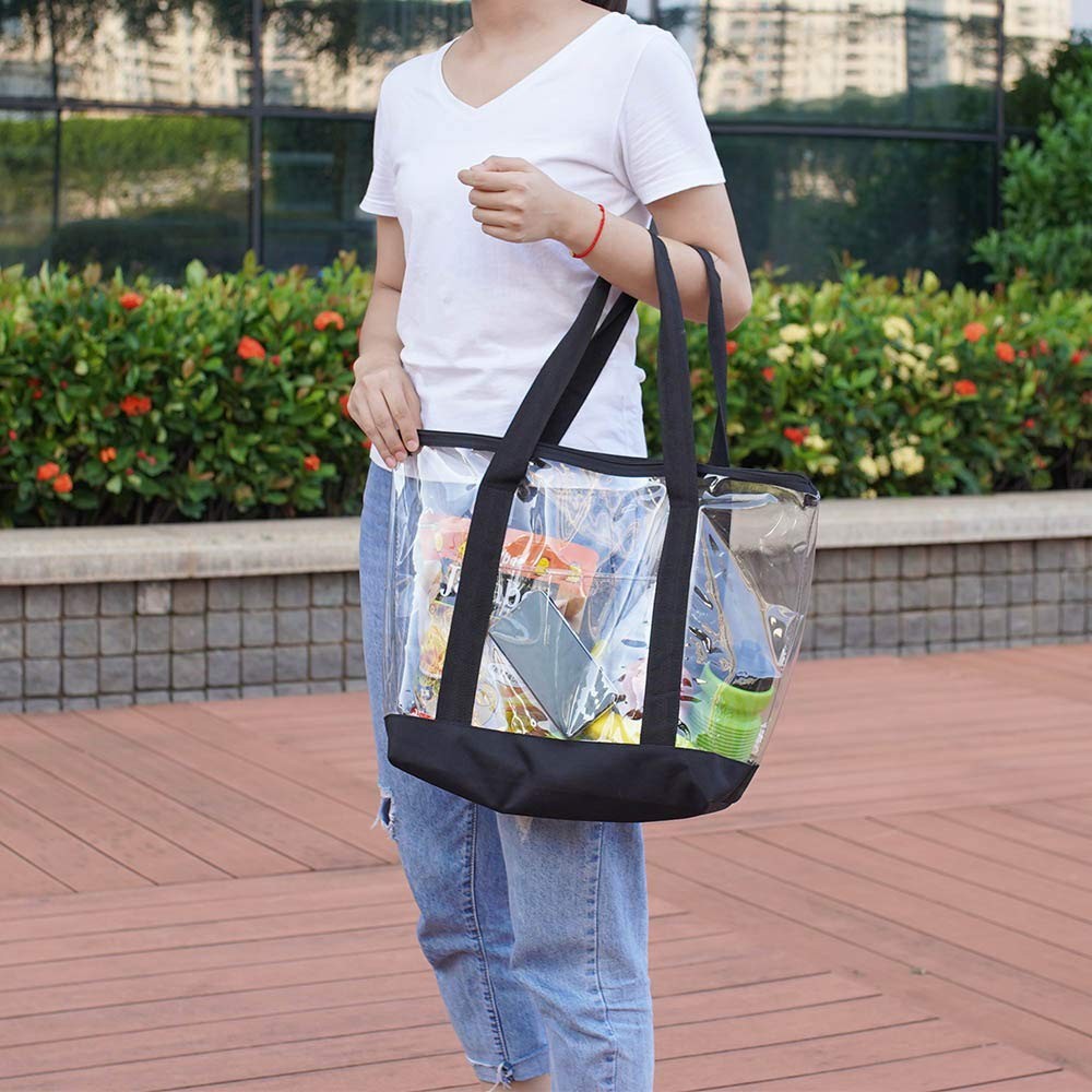 19x14x5.7 Inches Clear Tote Bag, Reinforced Nylon Handles