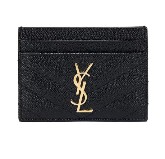SAINT LAURENT CASSANDRE Leather trucker bag for women Black 4.1*0.2*3.1 in