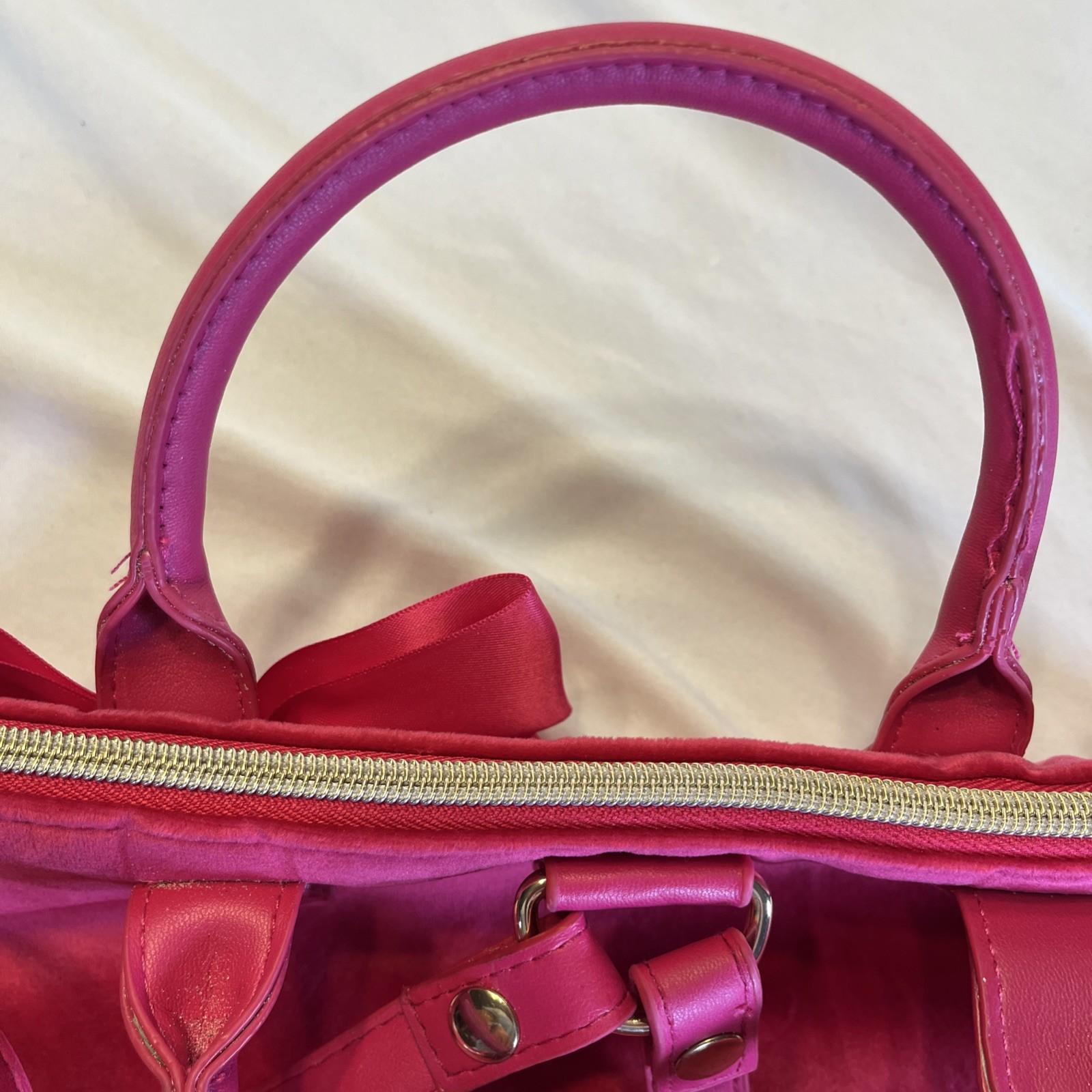 Juicy Couture Hot Pink Purse Backpack Day Pack Bag Straps Handles 13 x 11.5 In