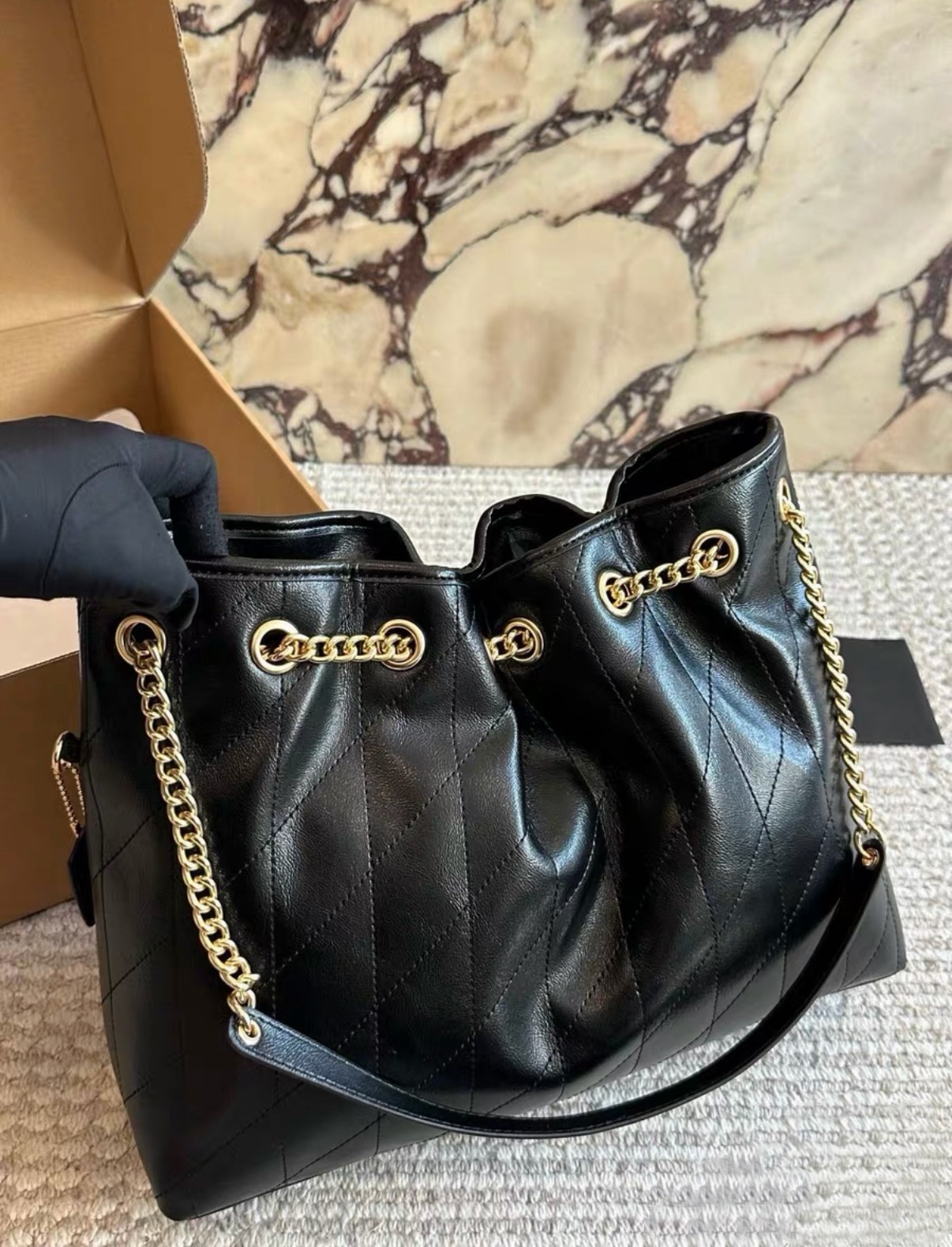 COACH Evelyn Rhigian Stitch Drawstring Tote CDR00