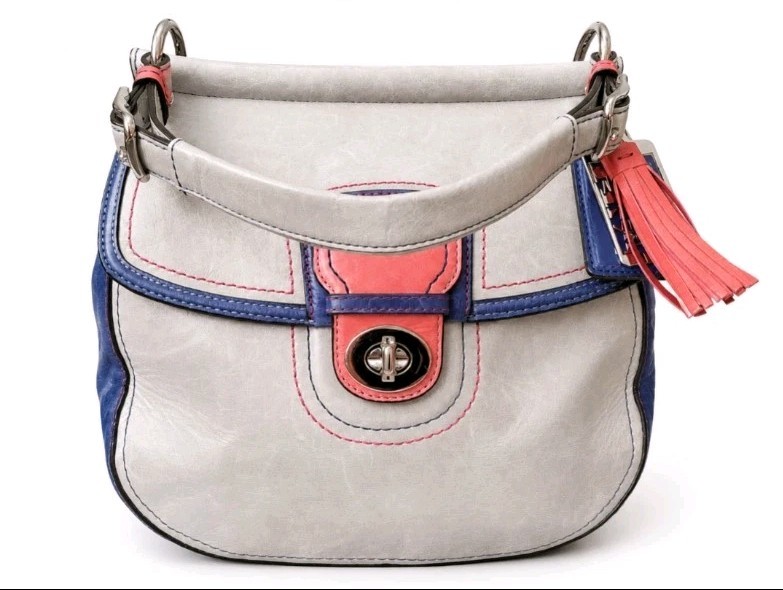 COACH 70th Anniversary WILLIS Gray Distressed Leather ColorBlock NEAR PERFECT