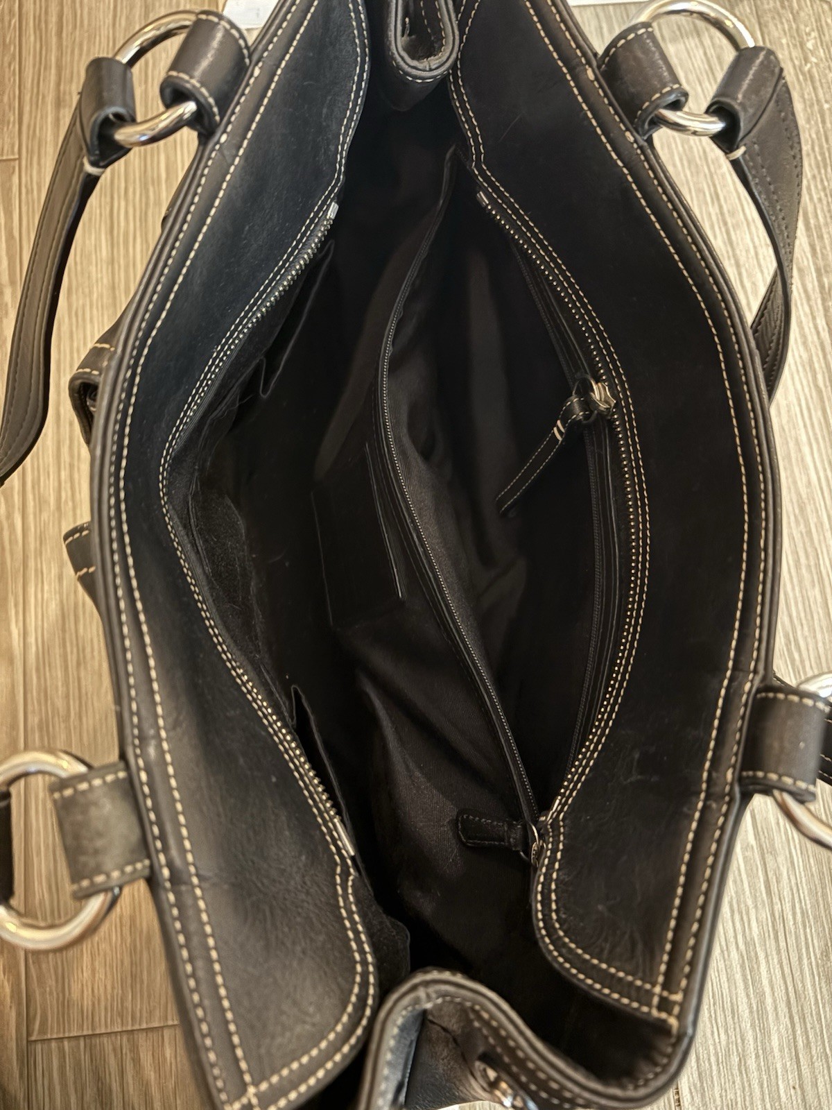 Coach Soho Style No. 6468 Black Leather Double Pocket Business Tote Shoulder Bag