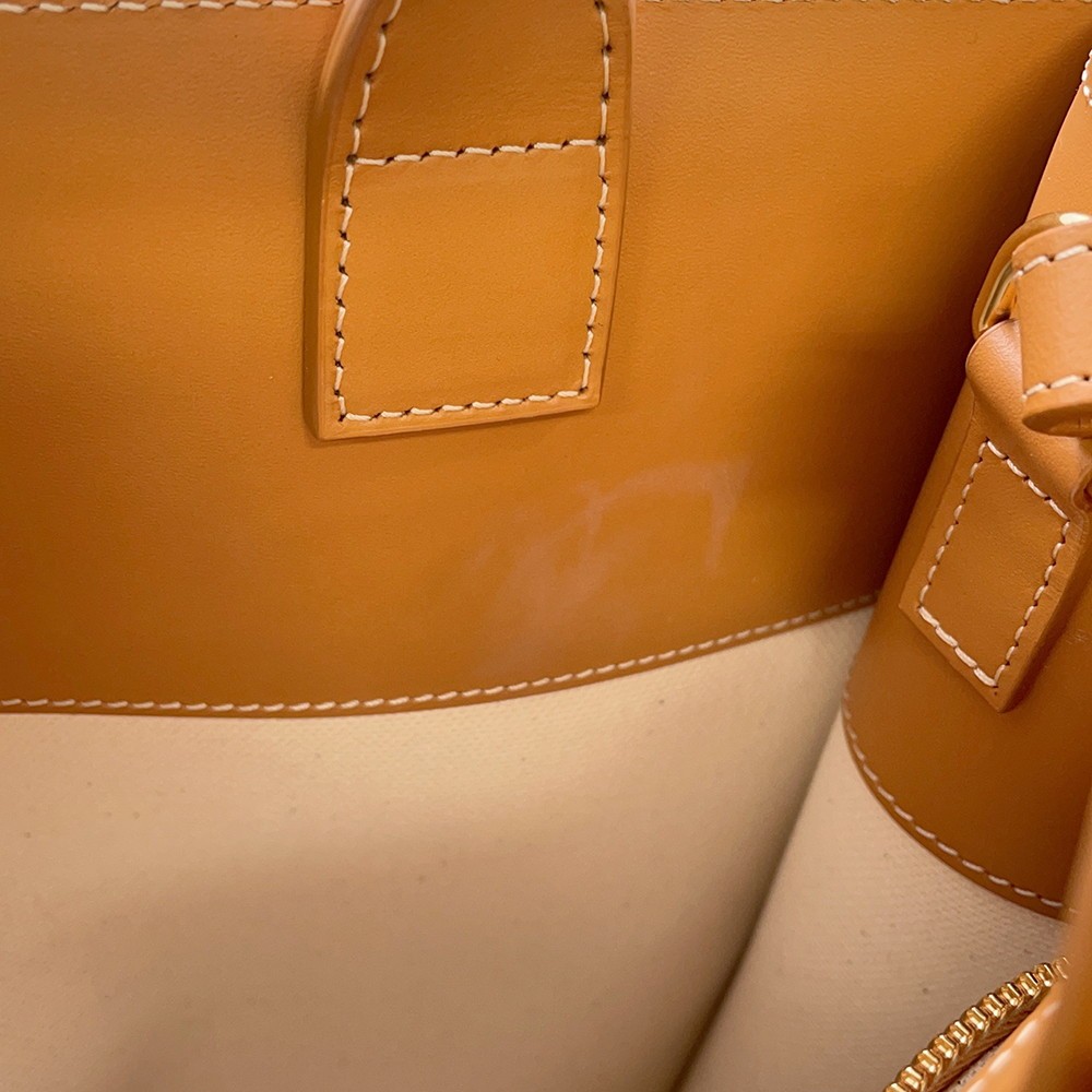 CELINE Vertical Cabas 2WAY Handbag Size Small Canvas/Leather Beige/Brown 192…