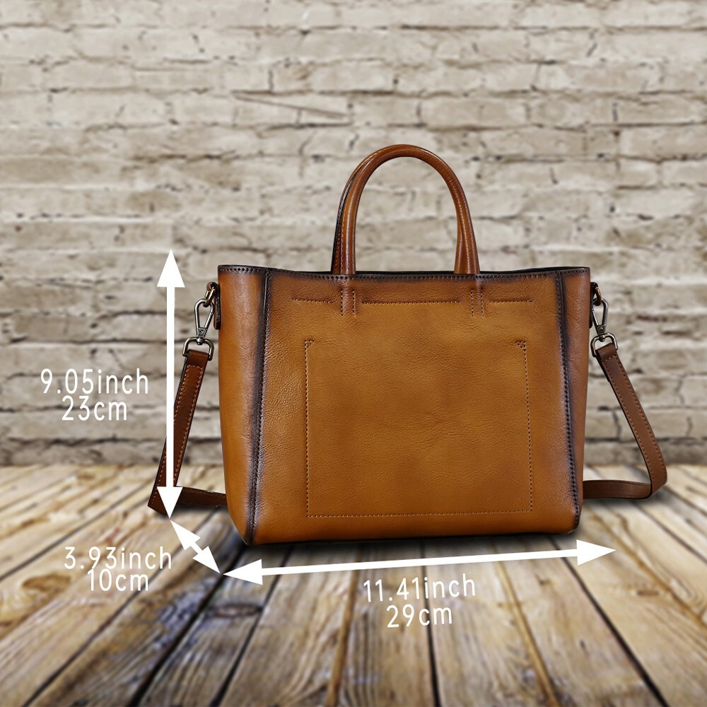 Genuine Leather Top Handle Handbag for Women Retro Satchel Crossbody Handbag Bag