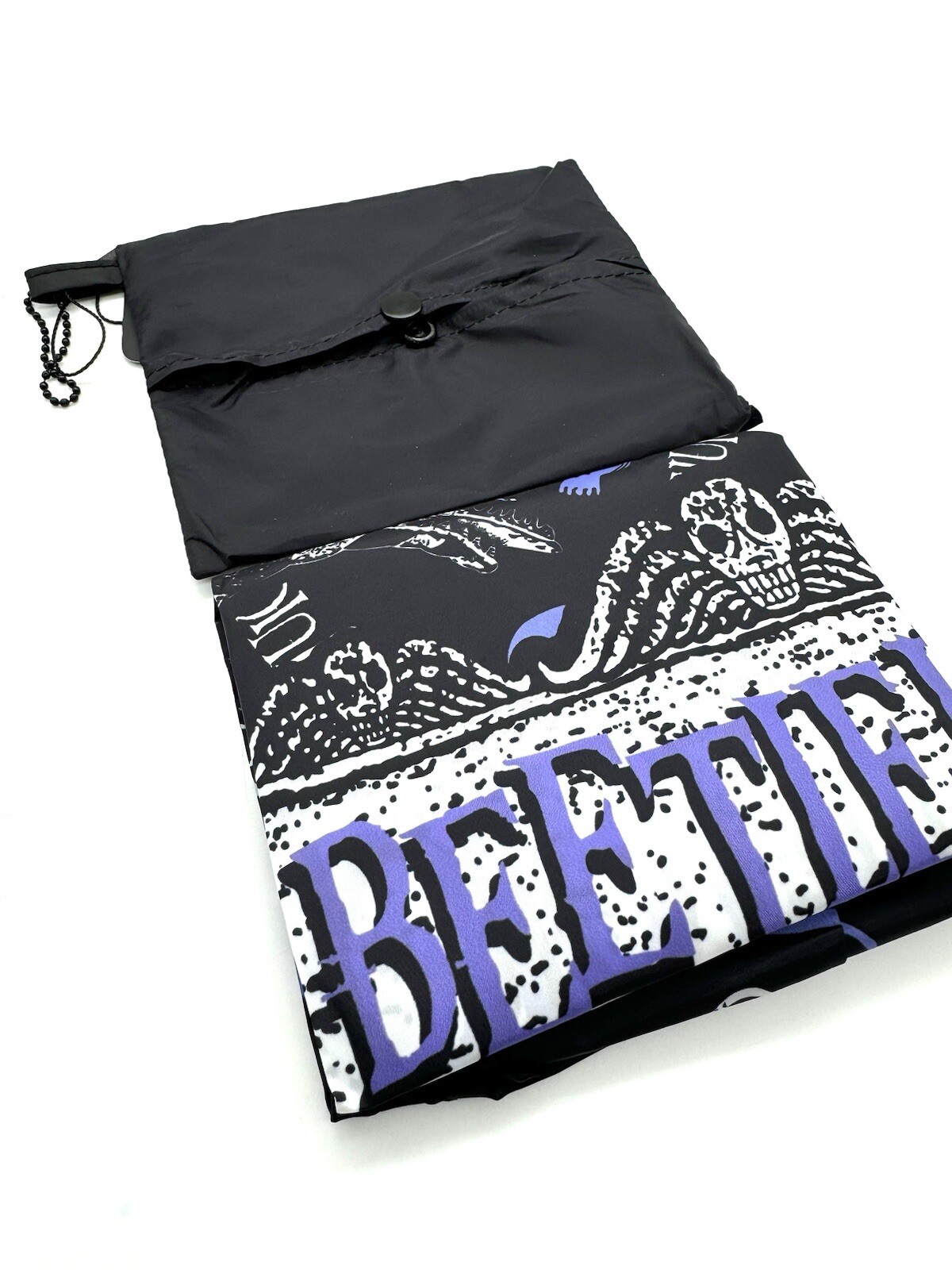 Beetlejuice Tote Bag 21.7 x 17.3 in. folds up and fits into small carry pouch