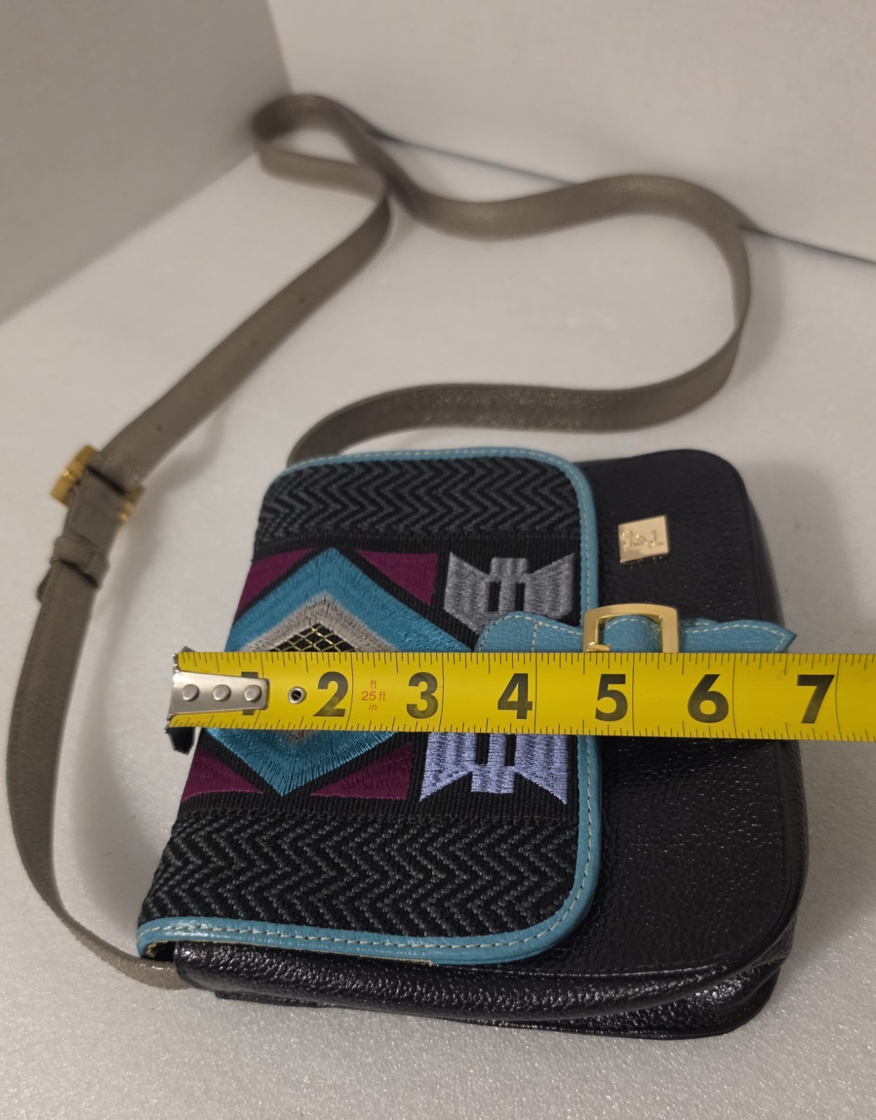 Limon Piel Colombian Leather & Woven Tribal Geometric Crossbody Bag – Mint