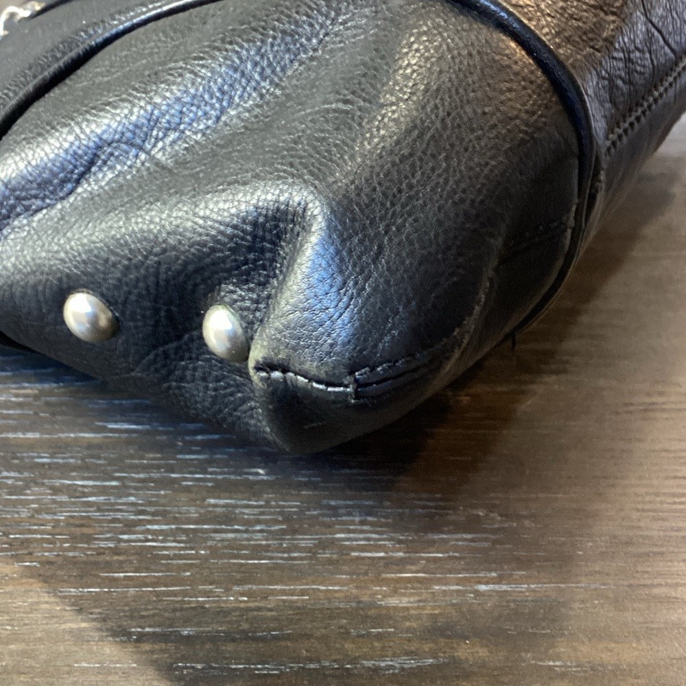 Via Spiga Black Leather Shoulder Bag with Silver Accents