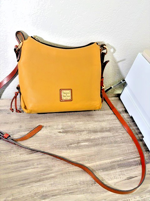 Dooney & Bourke Pebble Grain Leather Mustard Yellow Crossbody Shoulder Bag