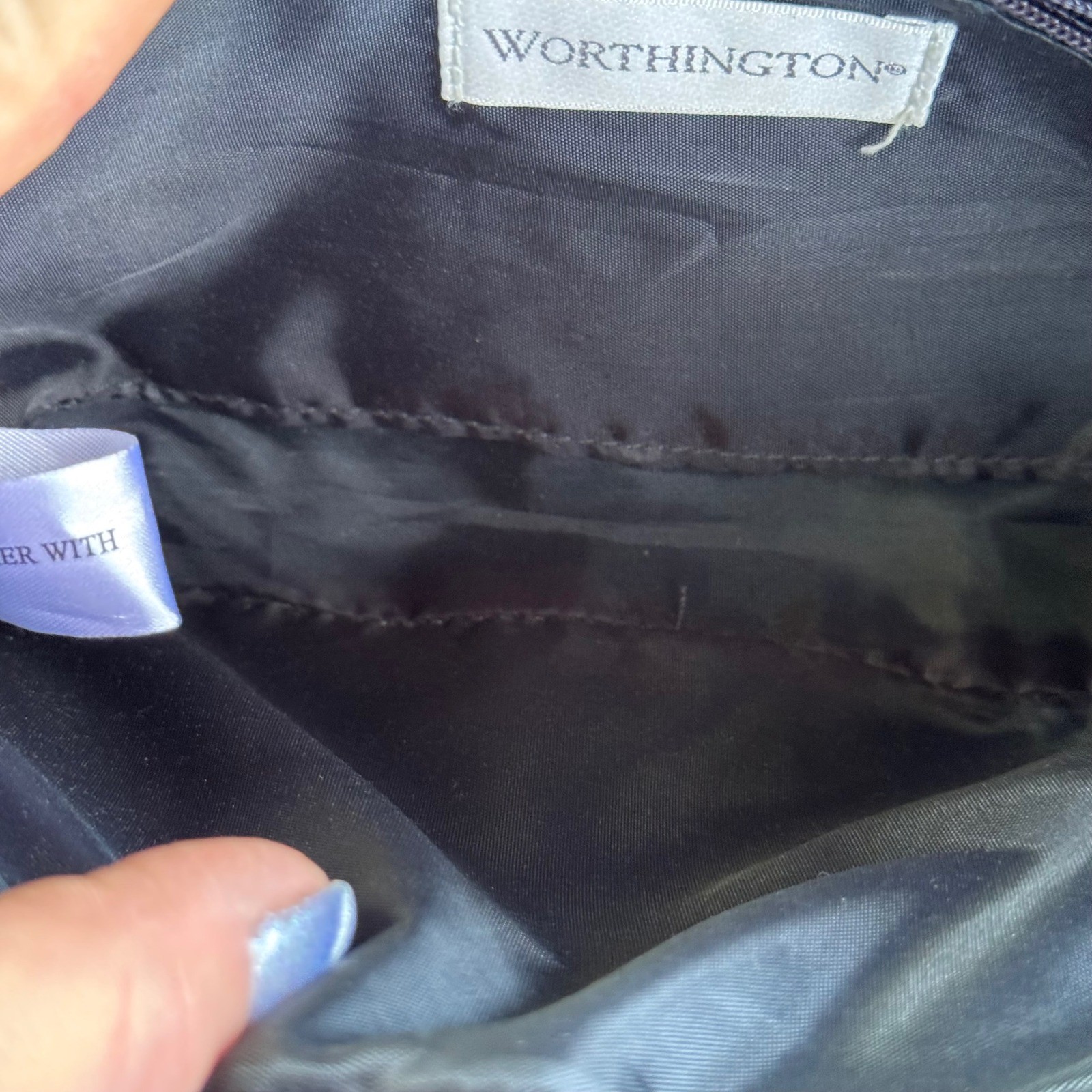 Worthington Navy Blue Leather Crossbody Bag Wallet Organizer Adjustable Strap