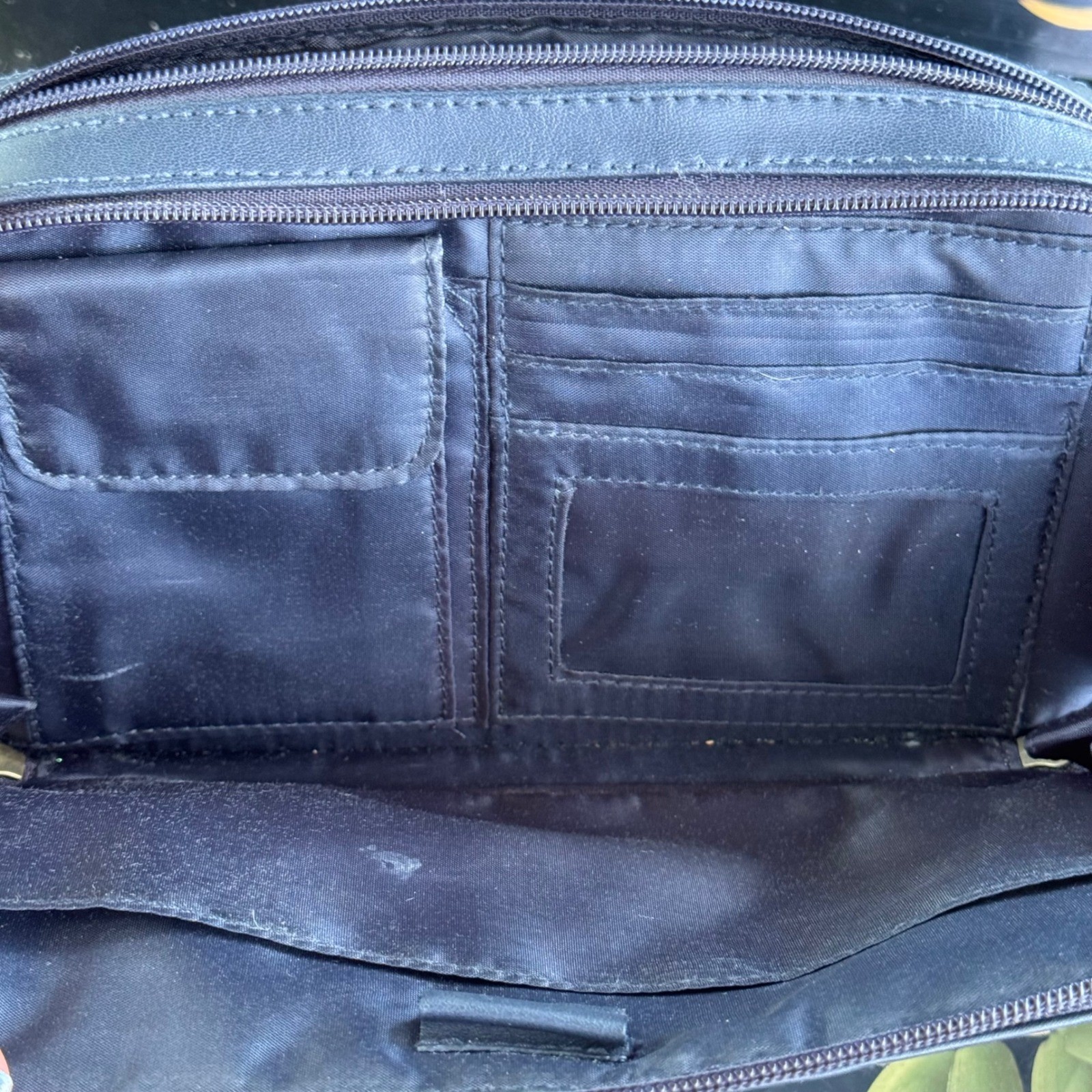 Worthington Navy Blue Leather Crossbody Bag Wallet Organizer Adjustable Strap