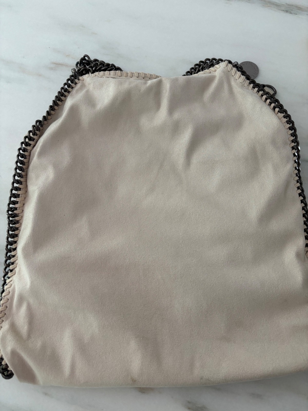 Stella McCartney Large Falabella Ivory Faux Leather Tote/Handbag With Chain Link