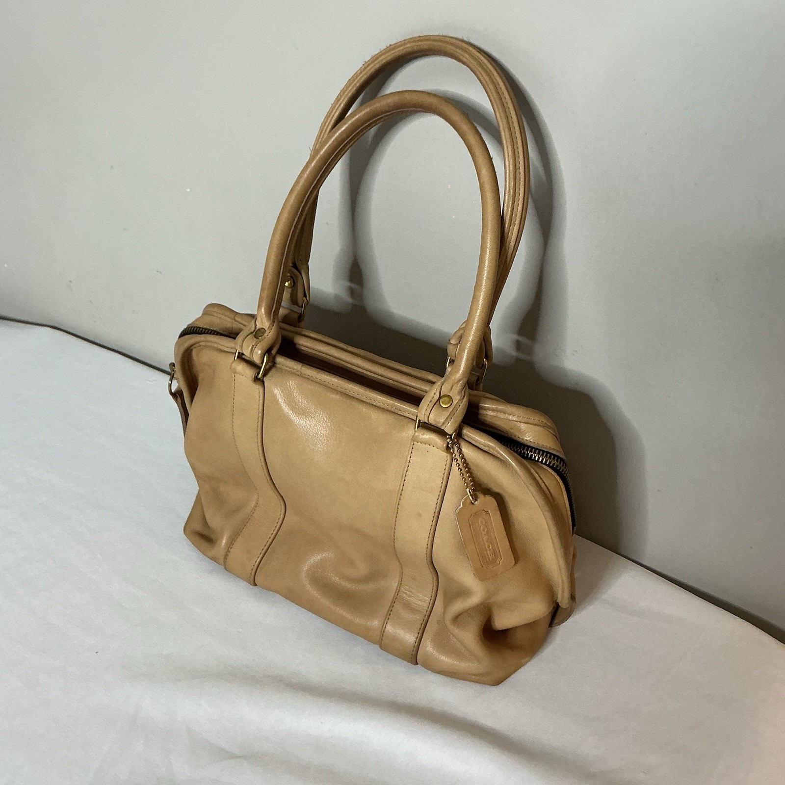 Vtg Coach 4055 Soft Satchel Dr. Bag Leather Hand Bag Camel USA 7819
