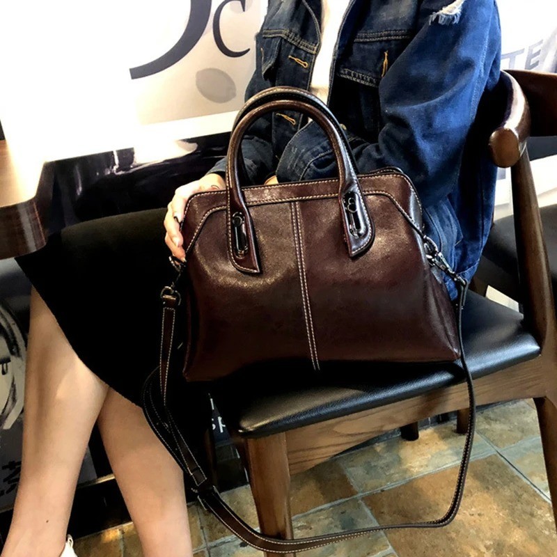 Women’s Genuine Leather Top Handle Satchel Shoulder Crossbody Tote Handbag Purse