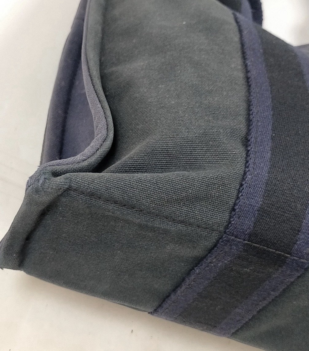 Authentic Hermès Herline MM Canvas Tote Handbag Gray Navy Unisex France