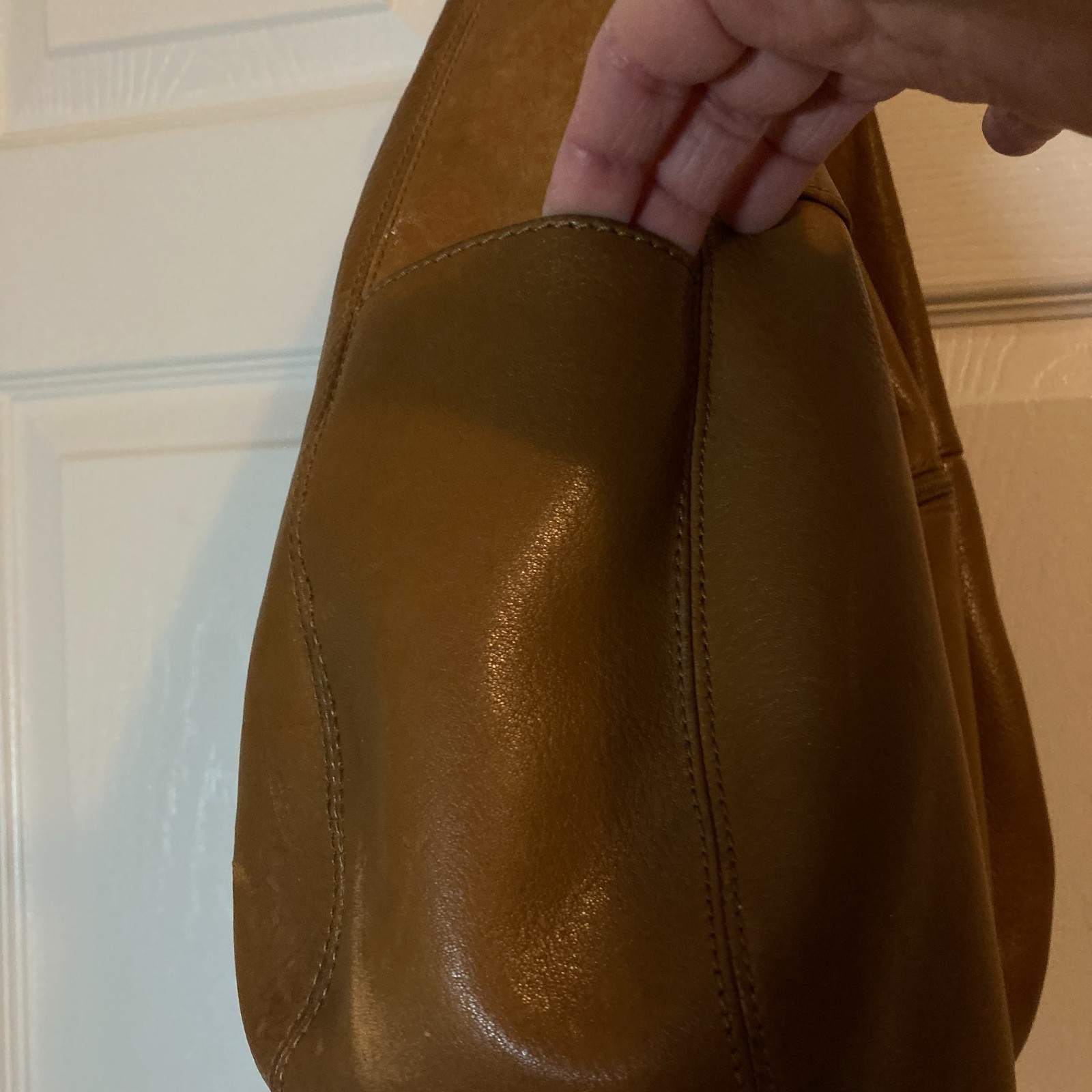 a.n.a. A New Approach Pebble Leather Shoulder Bag Brown Purse Double Handle READ