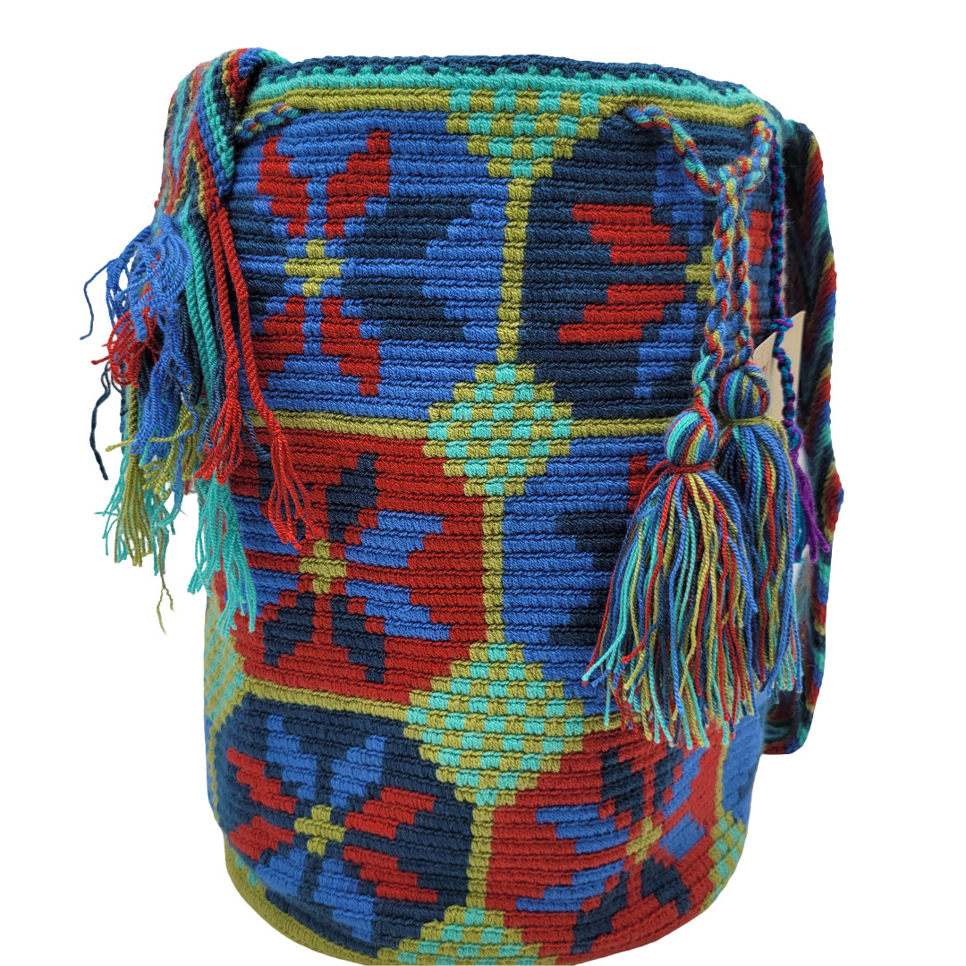 Colombian 🇨🇴 Handmade Large Wayuu Tribe Mochila MULTICOLOR Bucket Boho Bag