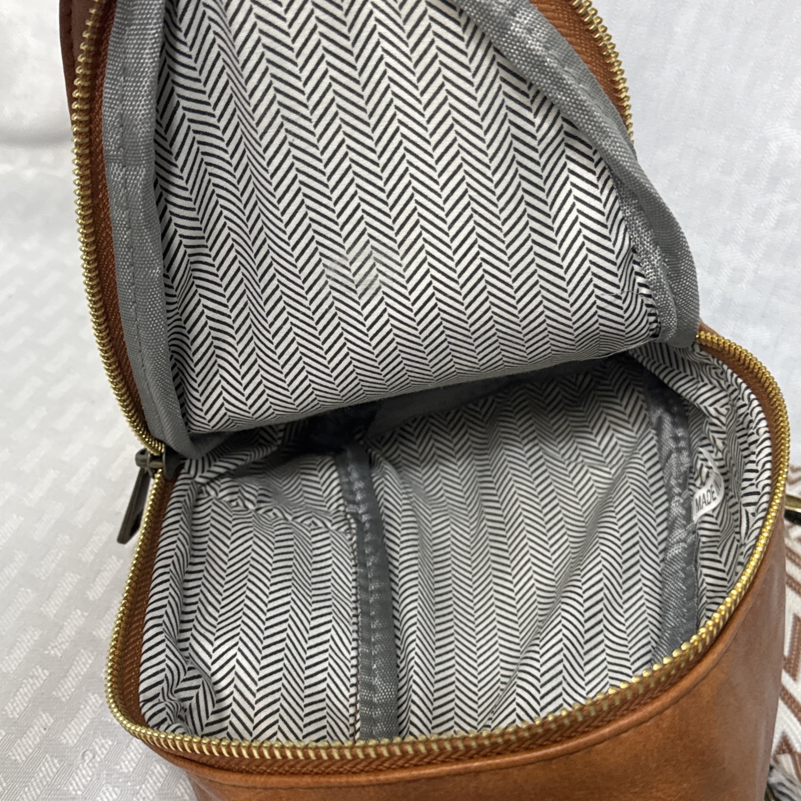 Faux Leather Zippered Crossbody Chest Sling Bag New w/o Tags, Adjustable Strap