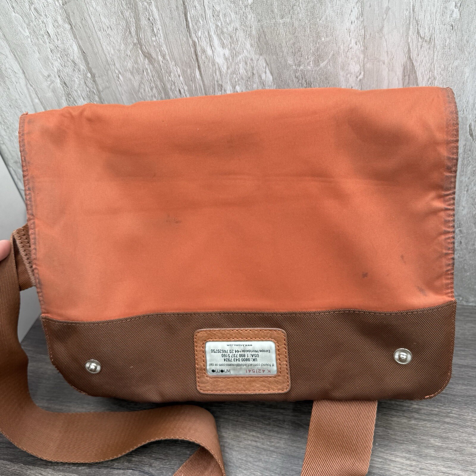 Knomo Messenger Laptop Bag 13in Light Brown Leather Adjustable Strap Crossbody