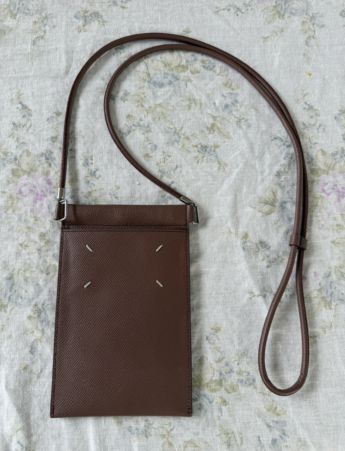 Maison Margiela nude Crossbody Phone Pouch Bag, Logo, Silver Hardware