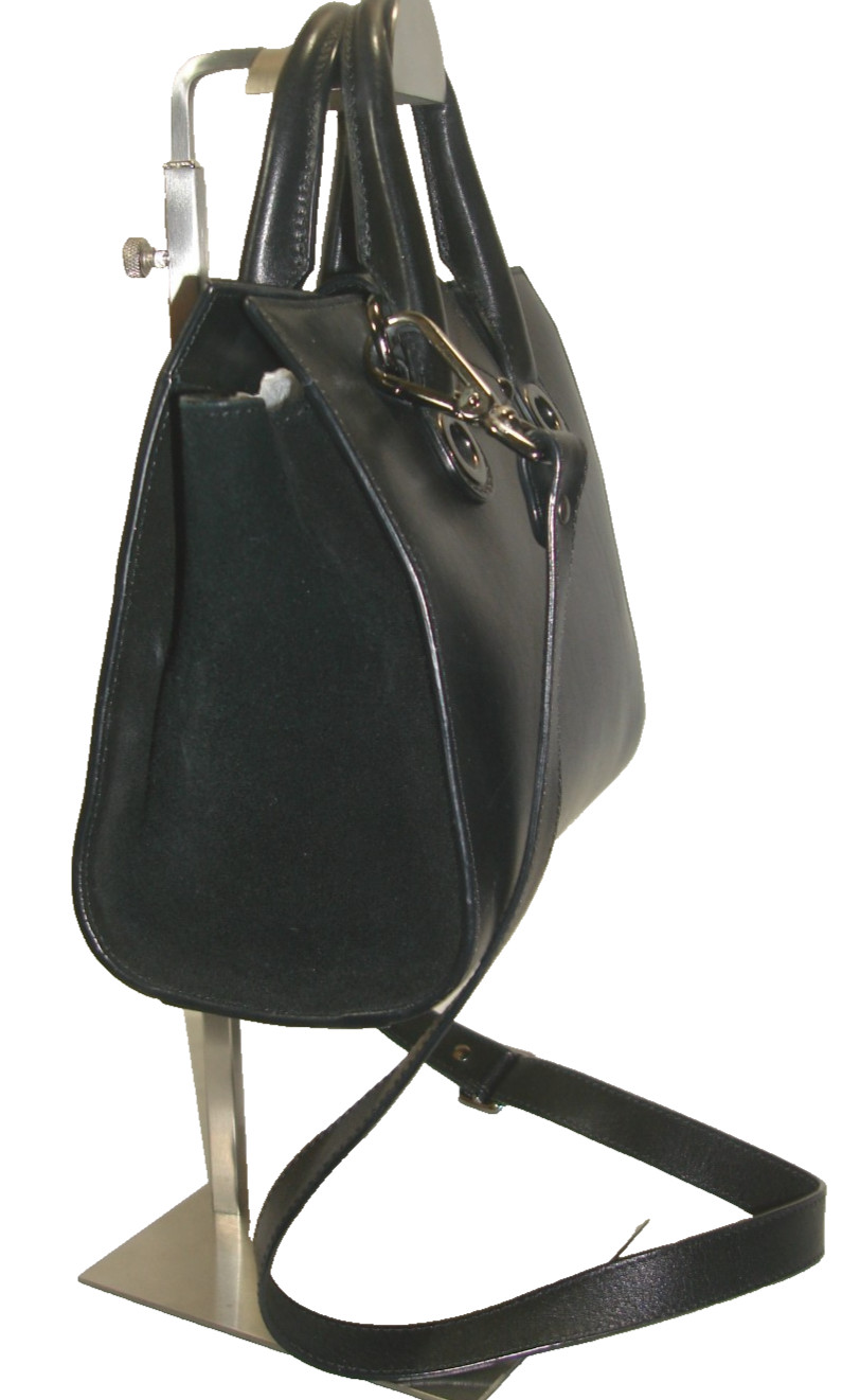 Jimmy Choo Gorgeous Riley Black Leather Suede Sides Small Satchel Shoulder Bag