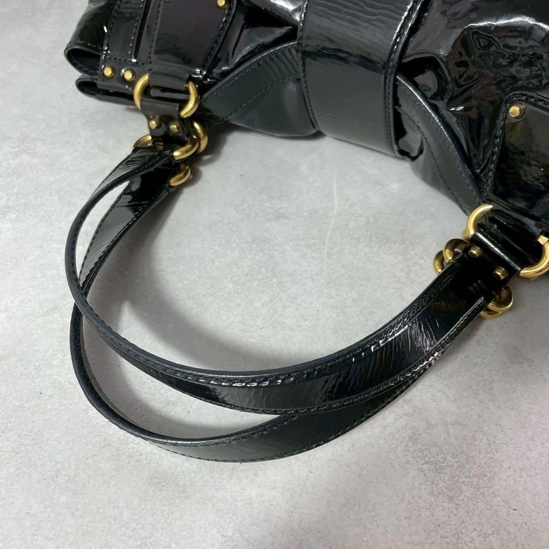 Sergio Rossi Shoulder bag Patent leather Black Vintage From Japan Y2K