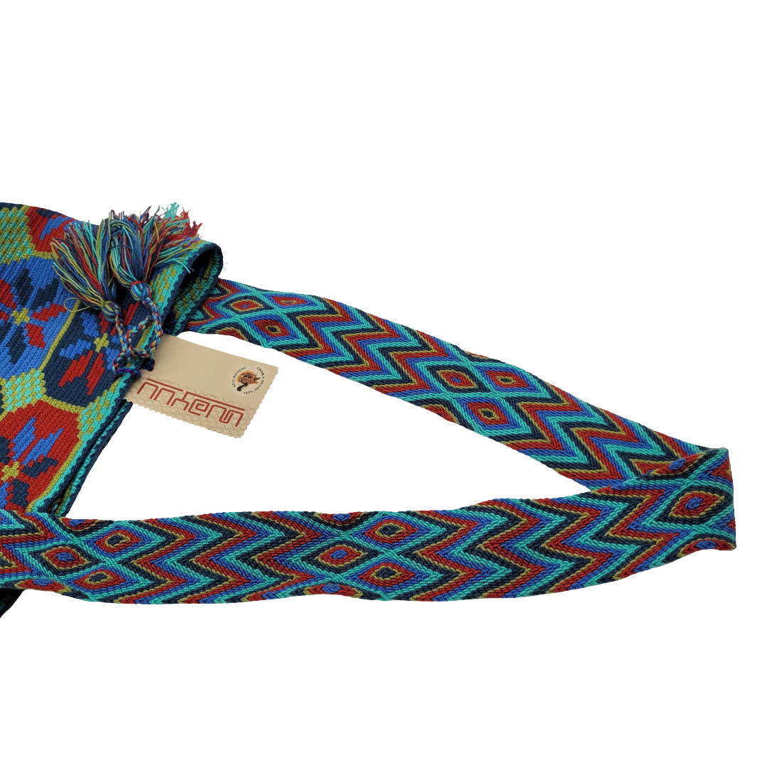 Colombian 🇨🇴 Handmade Large Wayuu Tribe Mochila MULTICOLOR Bucket Boho Bag
