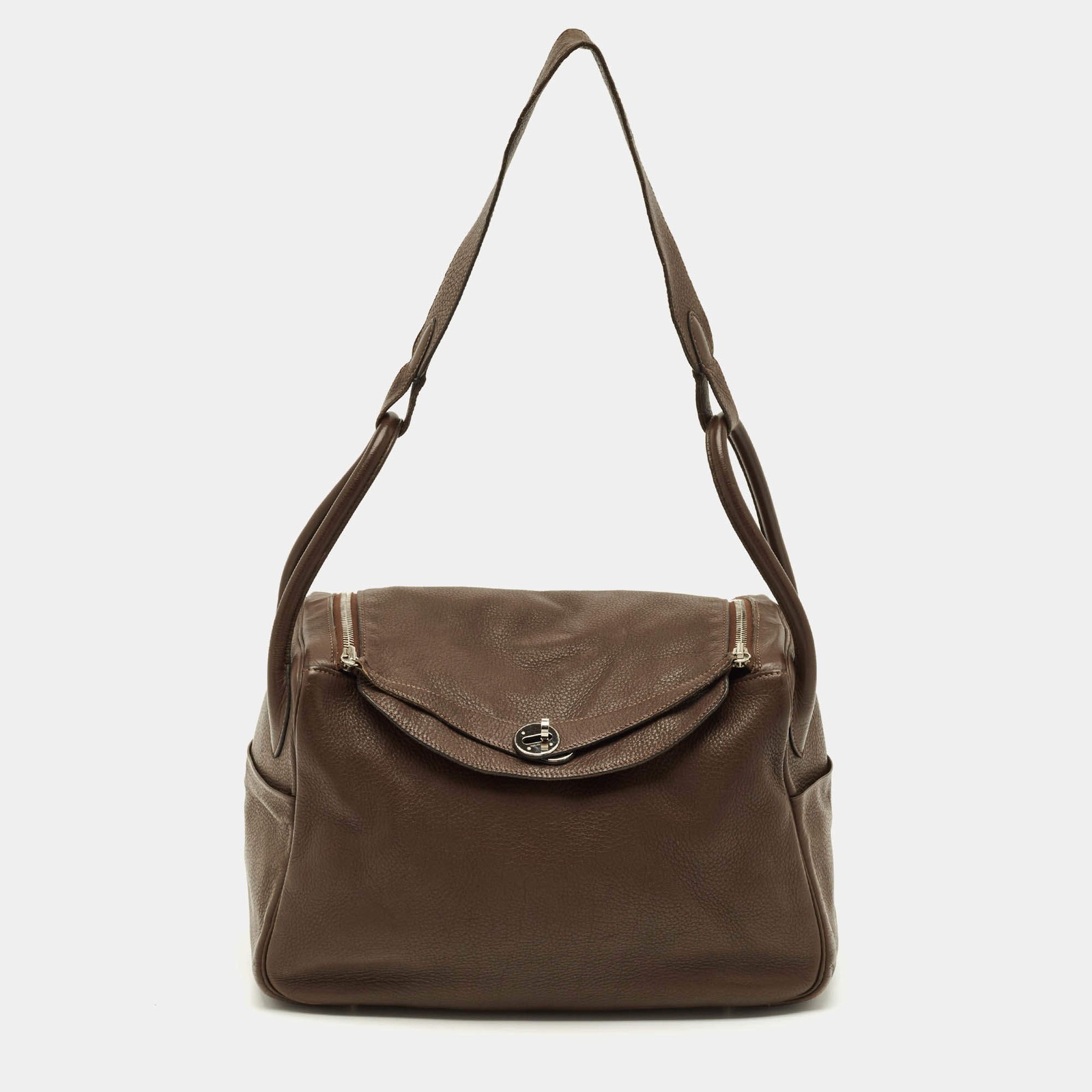 Hermes Lindy 34 Palladium Finish Chocolat Togo Leather Shoulder Bag