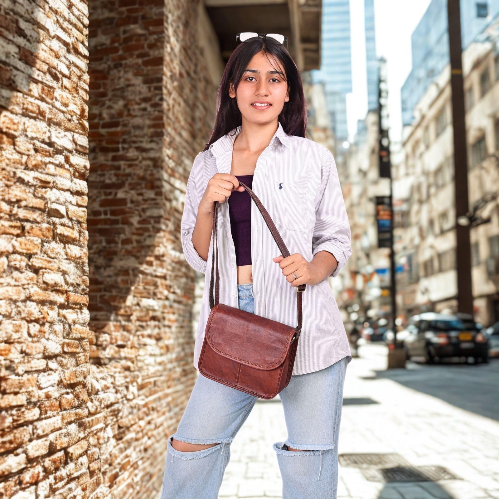 Bolso De Cuero Marron Estilo Vintage Boho Saddle Bag Para Mujer Lujo
