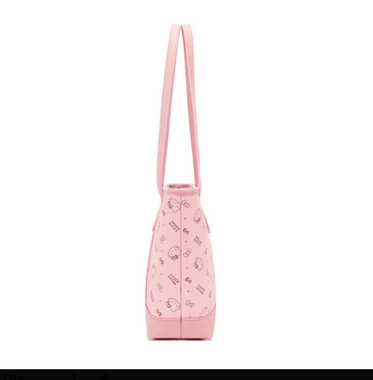 Hello Kitty Pink Tote Shoulder Bag Logo Pattern Gold Hardware Lightweight – New