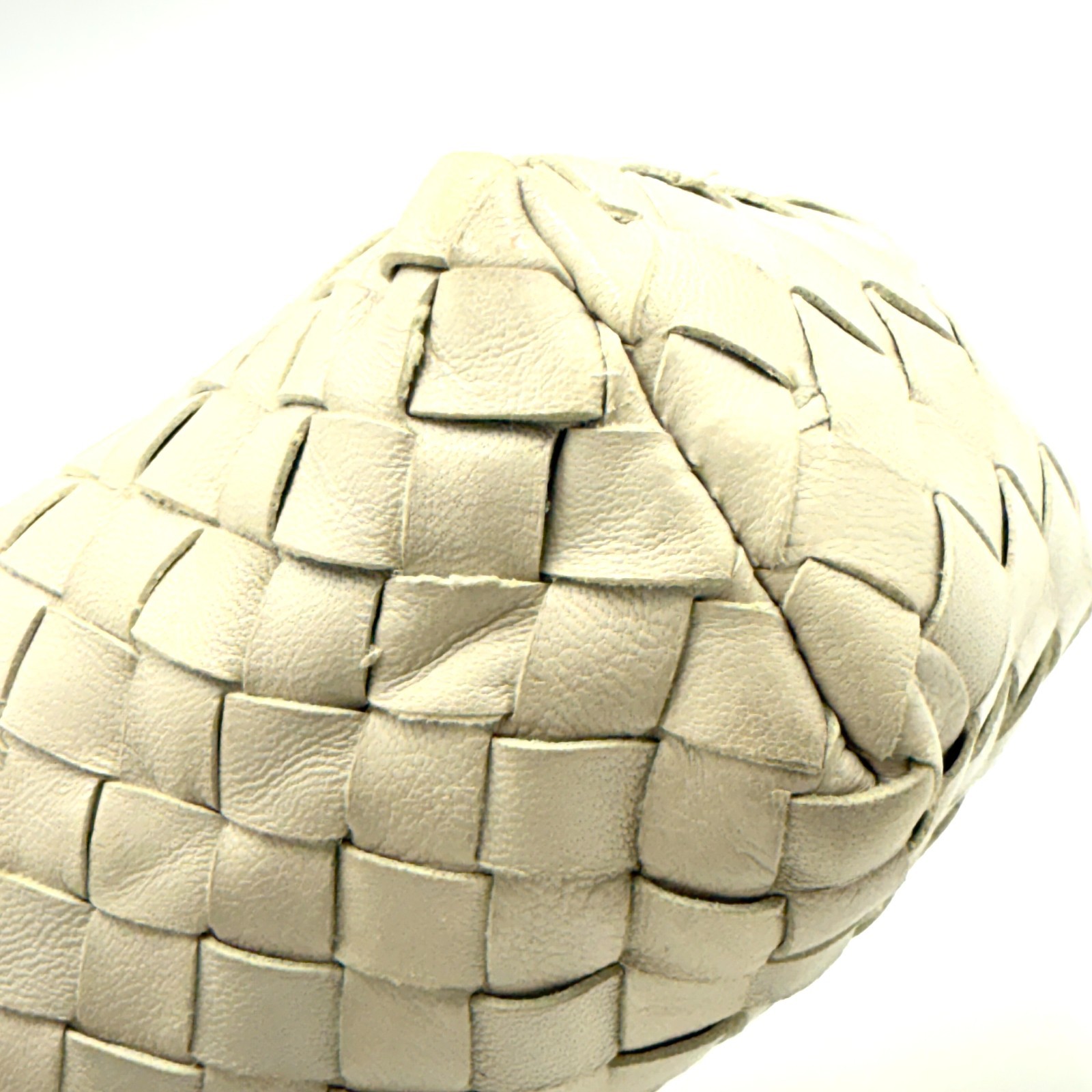 BOTTEGA VENETA Intrecciato Cosmetic Pouch Purse White Leather 860