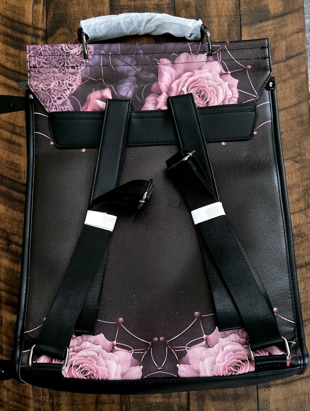 Skullette Venomina Leather Backpack Skull Pink Roses Spider New