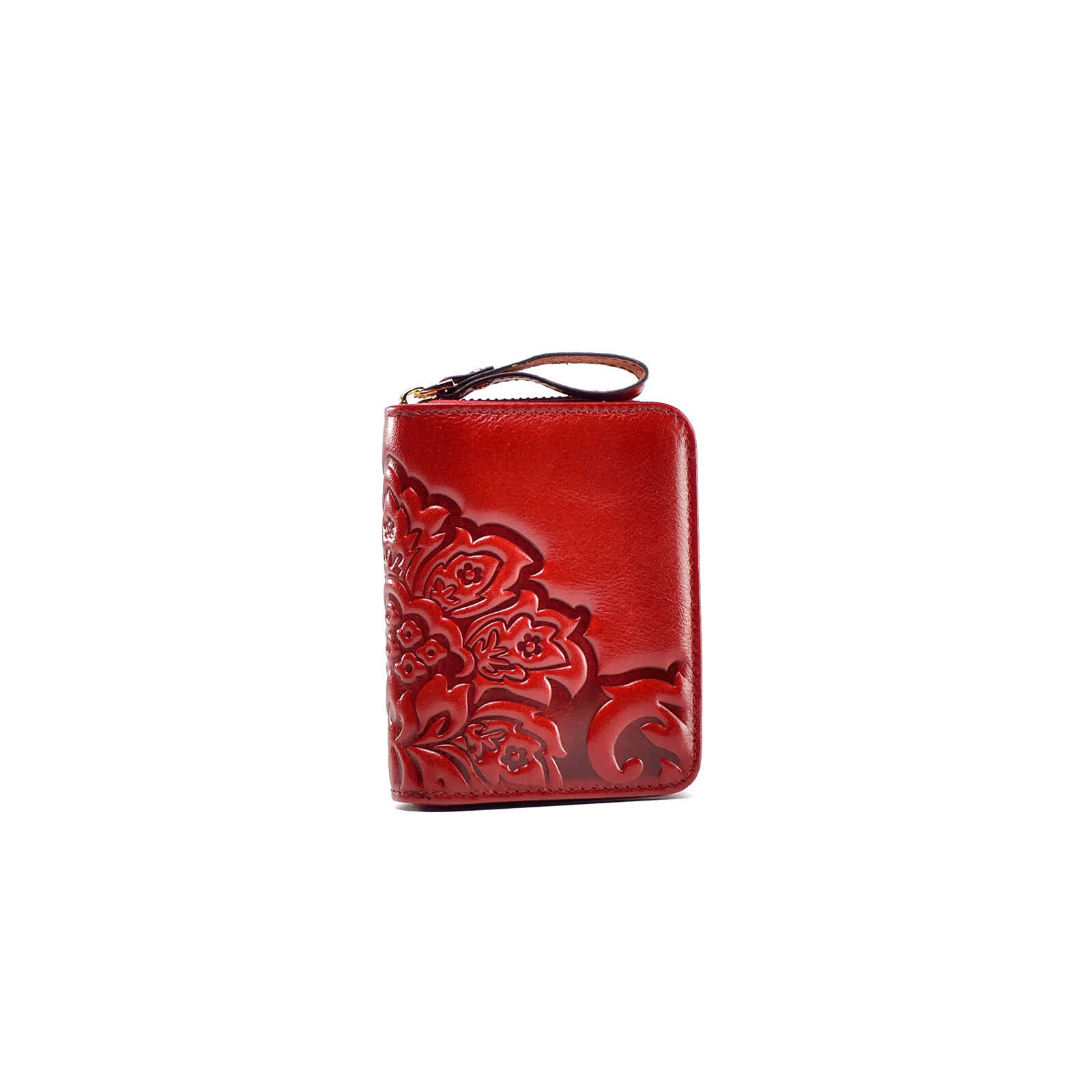 Erivis Red Leather Purse for Women with Zipper Pocket Card Holder