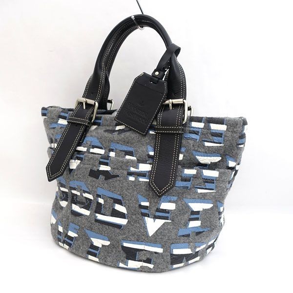 Vivienne Westwood ORB handbag leather cotton blend print Designer 28×21×20cm