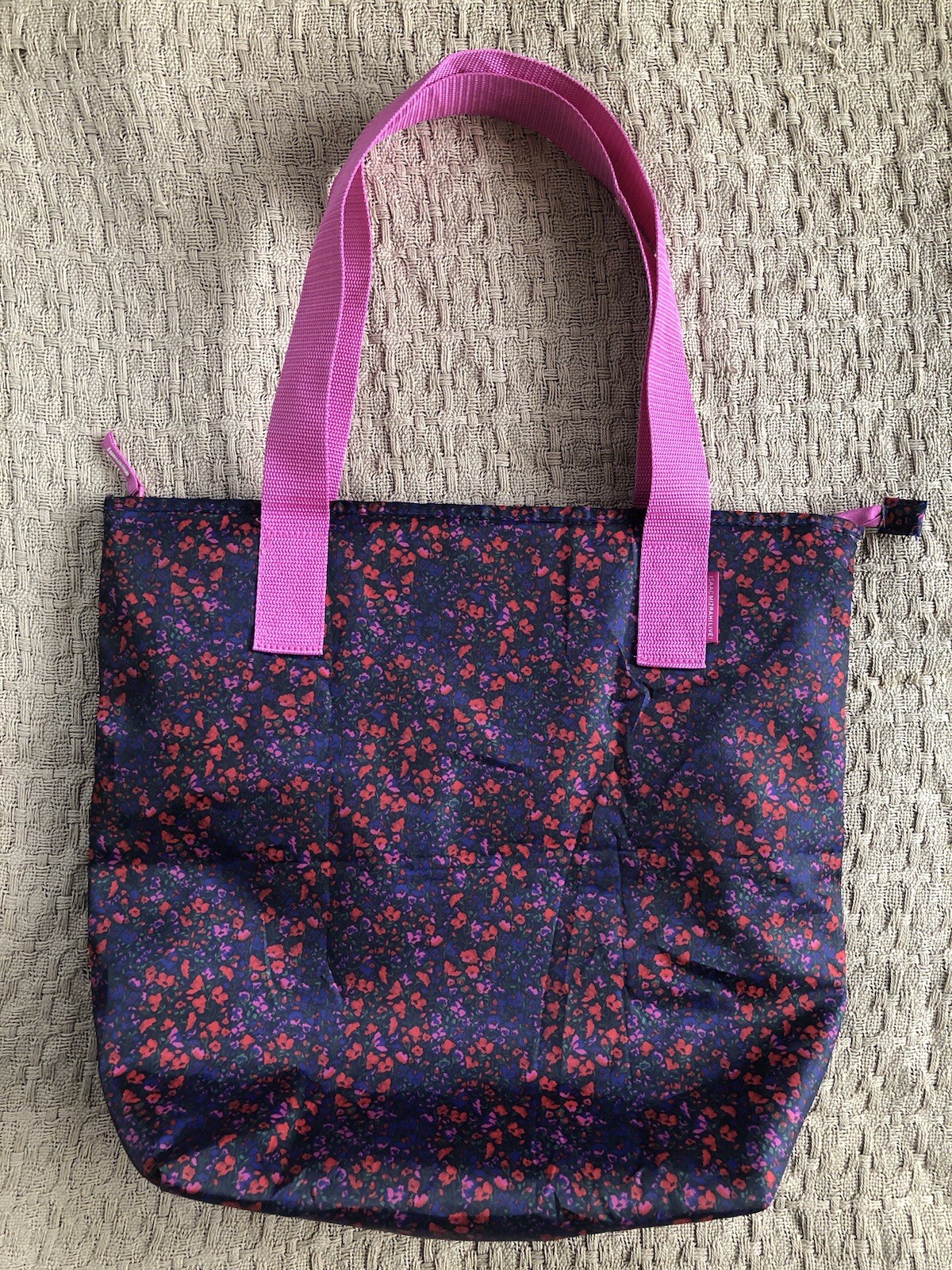 Isaac Mizrahi Live! Insulated Tote Bag Dark Red Purple Floral