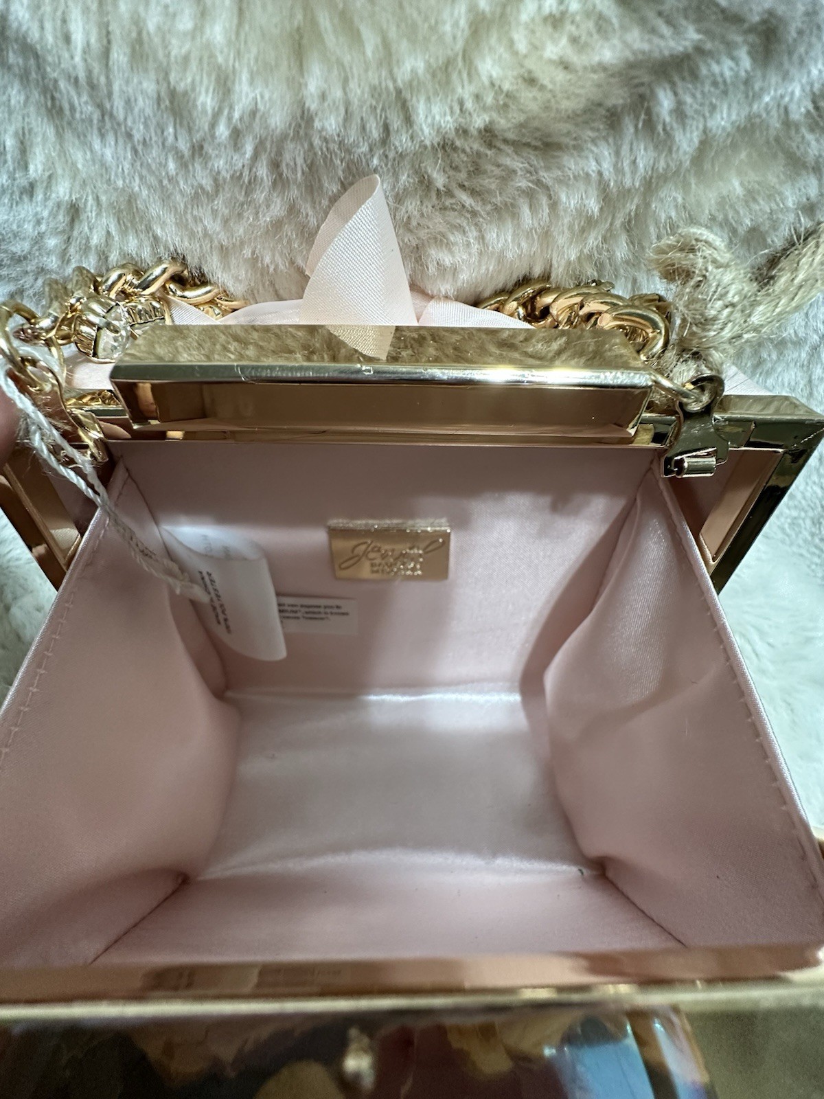 Badgley Mischka Chiffon Pink Flower Evening Bag Clutch Purse New with Tags