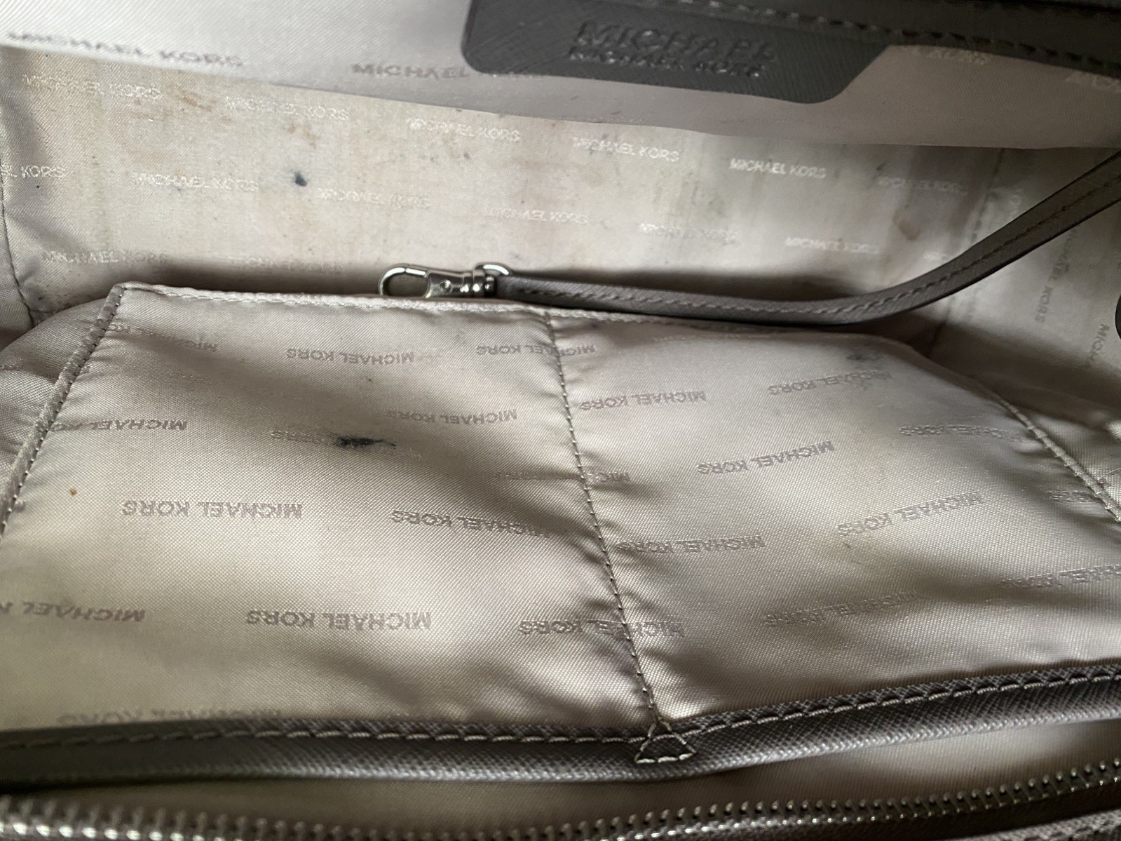 Michael Kors Selma Medium Saffiano Leather Satchel-Mushroom/Greige-Silver Hardwr