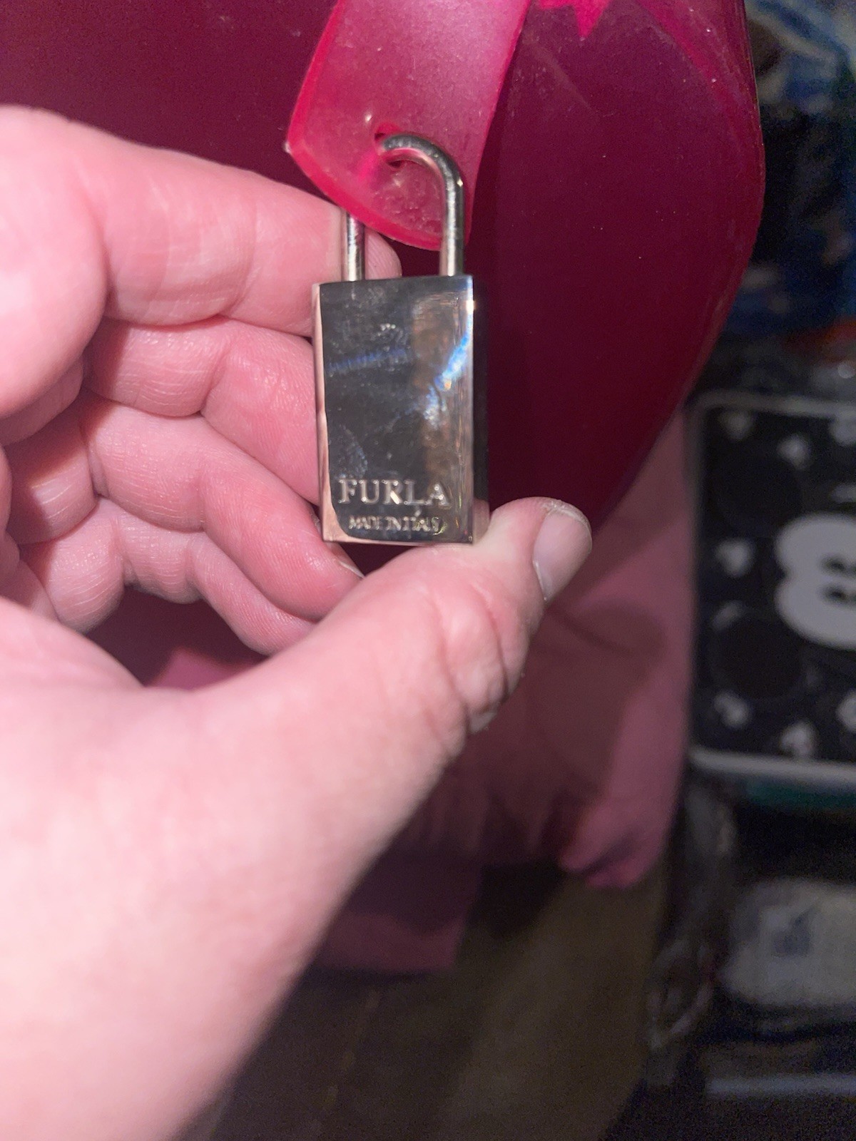 Furla Candy Bag Pink Satchel Lock Charm Brand Logo Silver Hardware