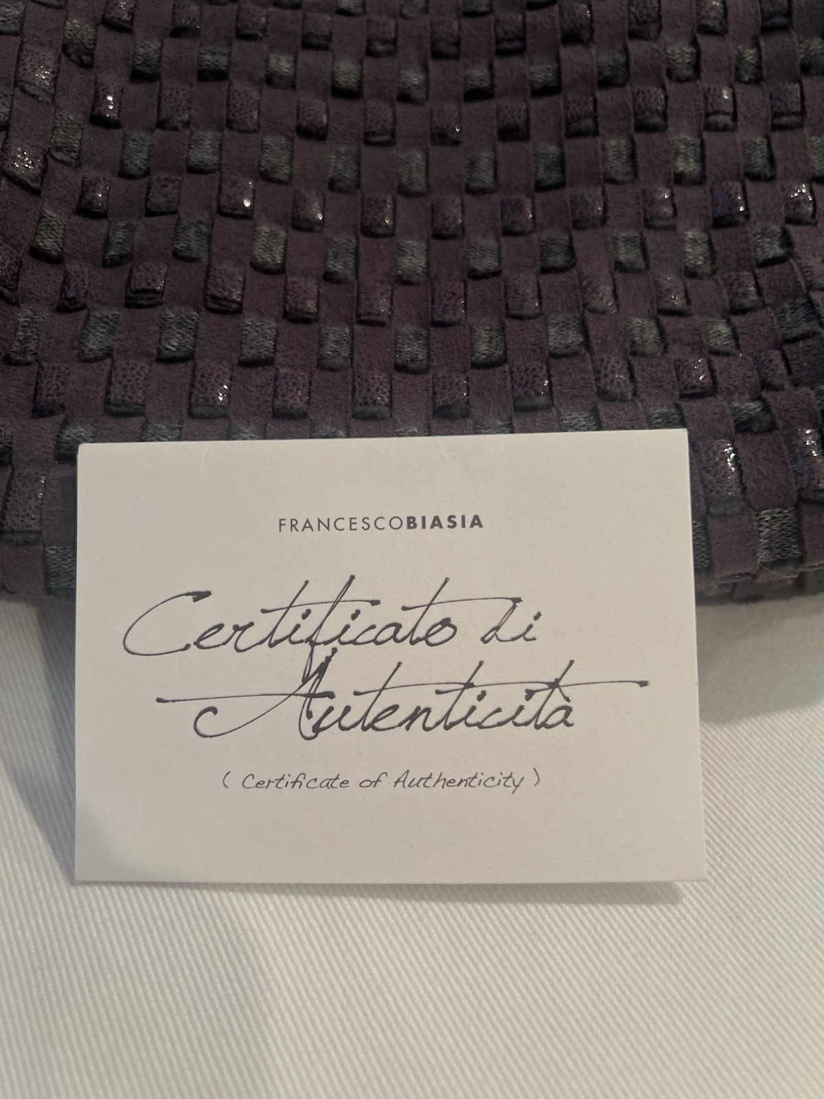 Francesco Biasia Leather / Fabric Handbag Woven Grey/ Purple Made In Italy