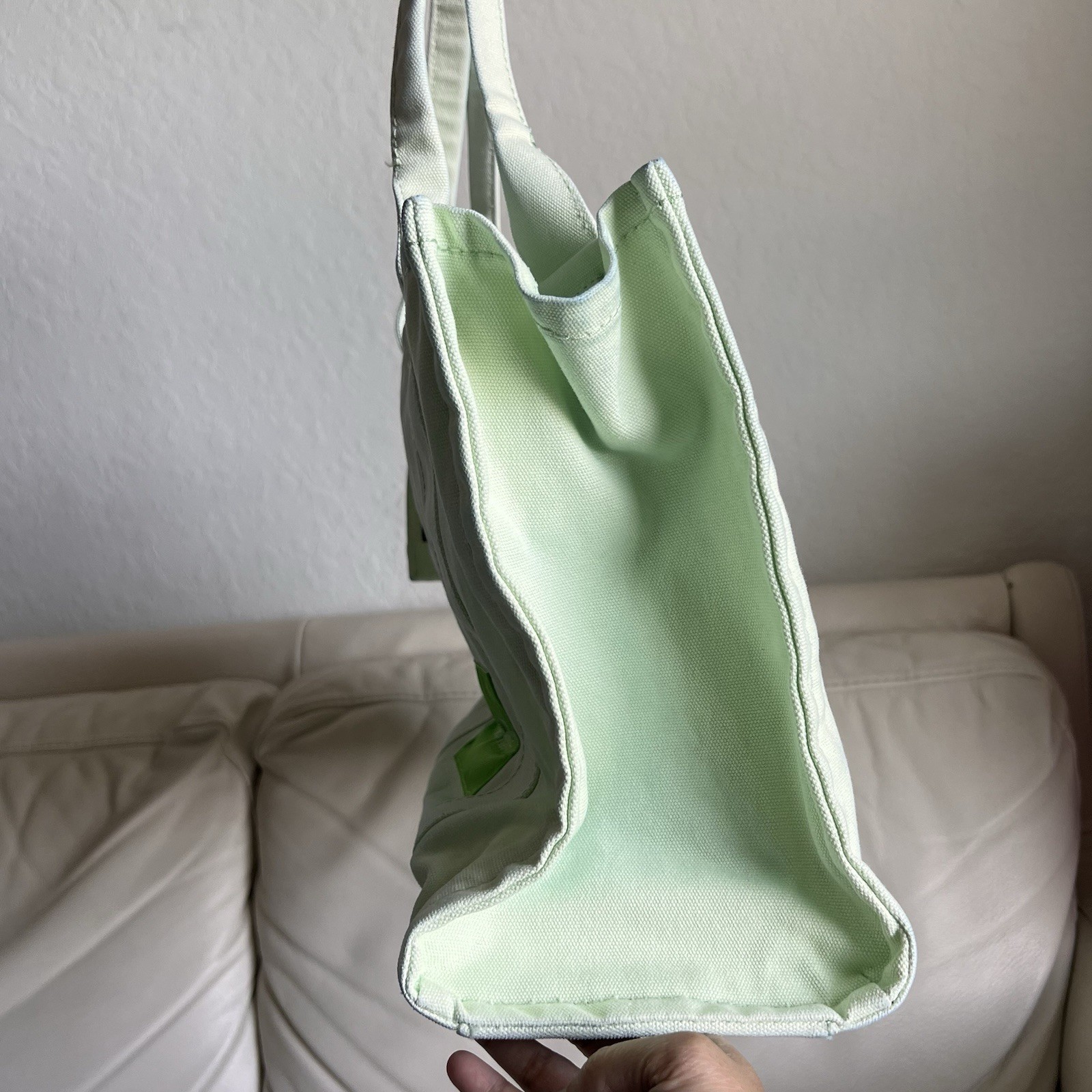Marc Jacobs Mint Green Canvas The Tote Bag with White Logo