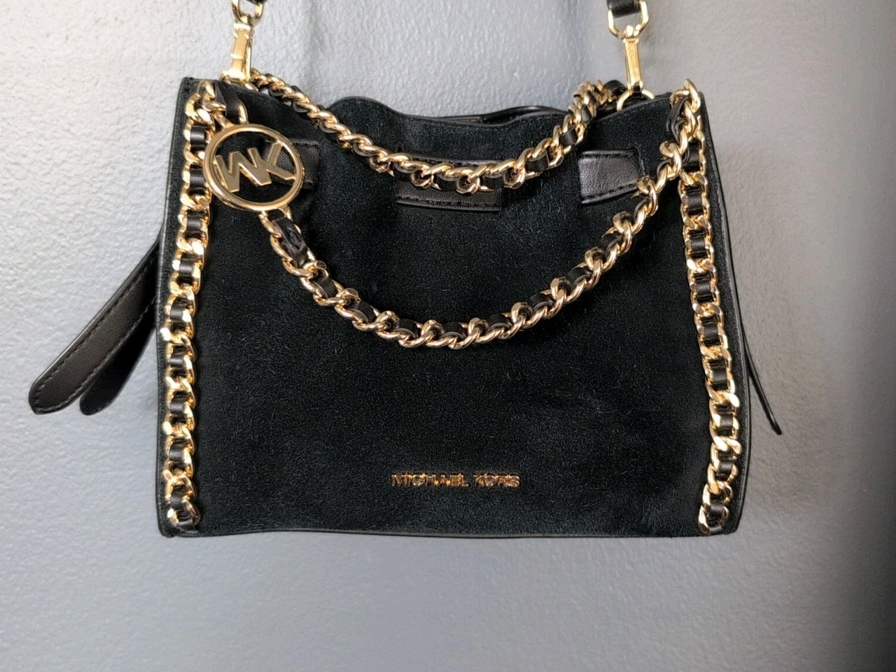 Michael Kors🖤Mina Small Leather Suede Bag Purse Crossbody Shoulder Handbag Blk