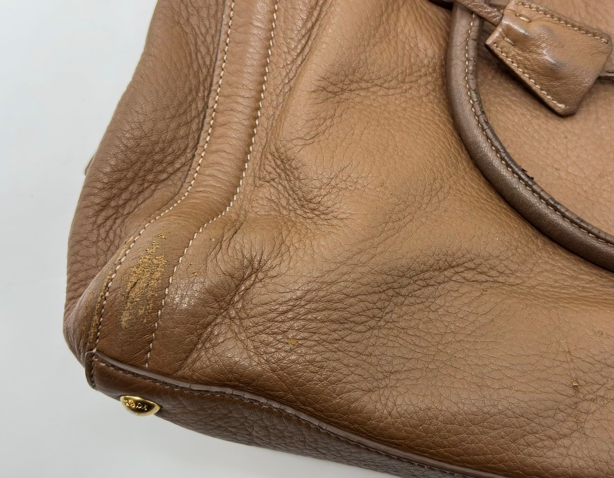 Prada Vitello Soft Leather Zipped Tote Authentic W/ Keys & Lock