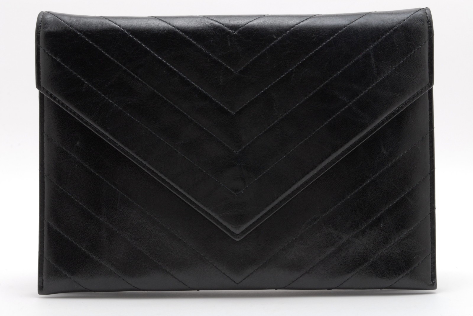 Yves Saint Laurent Clutch Bag Purse Leather Black YSL Vintage