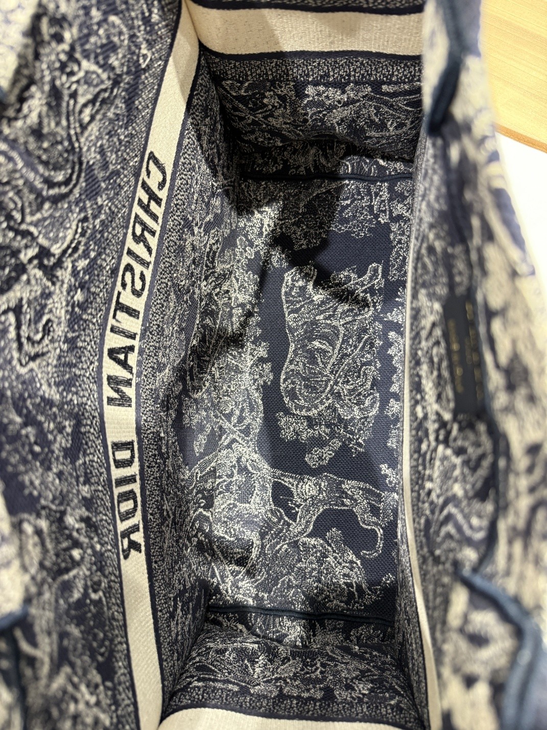 Dior Book Tote Zoo Collection Large Navy Blue Off-White Embroidered Canvas Daily