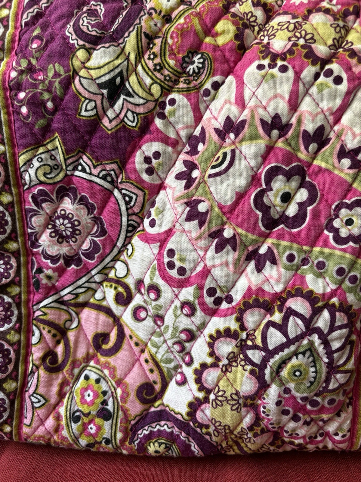 Vera Bradley Very Berry Paisley Shoulder Tote Bag Rolled Handles Snap Closure