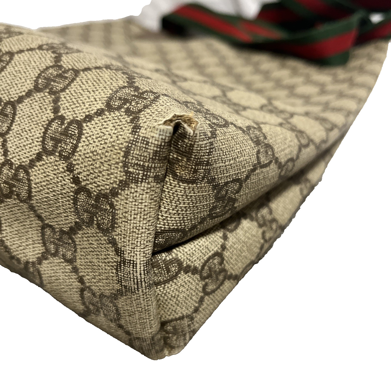 Vintage Gucci Sherry Line GG Canvas PVC Tote Bag Brown