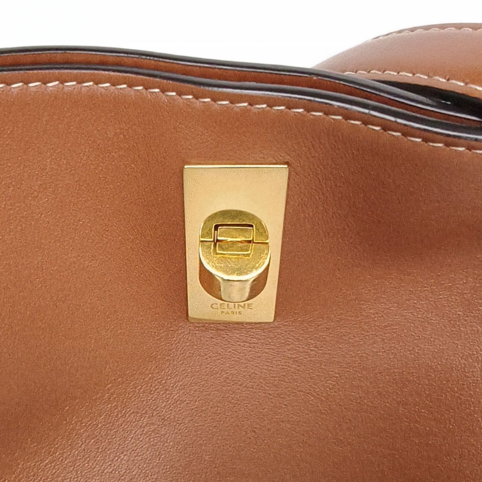 CELINE Bucket 16 Shopping Bag Medium 23cm Brown Calfskin Shoulder Bag