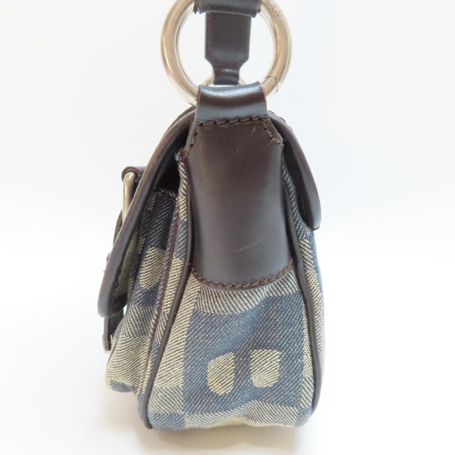 M12-k022 BALLY B Logo Charm Canvas/Leather One Shoulder Bag Navy/Gray