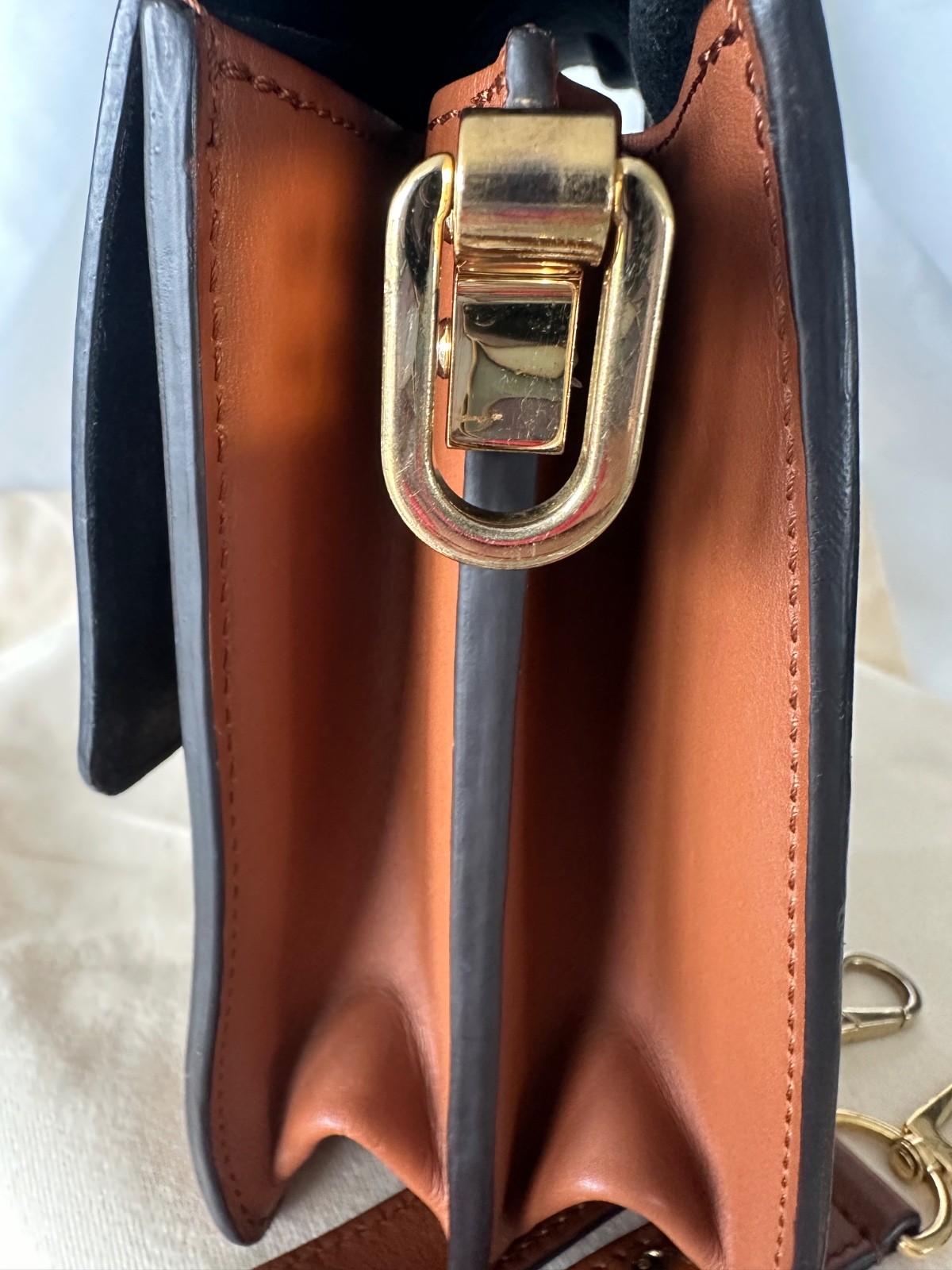 Louis Vuitton Dauphine MM Two Strap Monogram Canvas Gold Chain Shoulder Bag